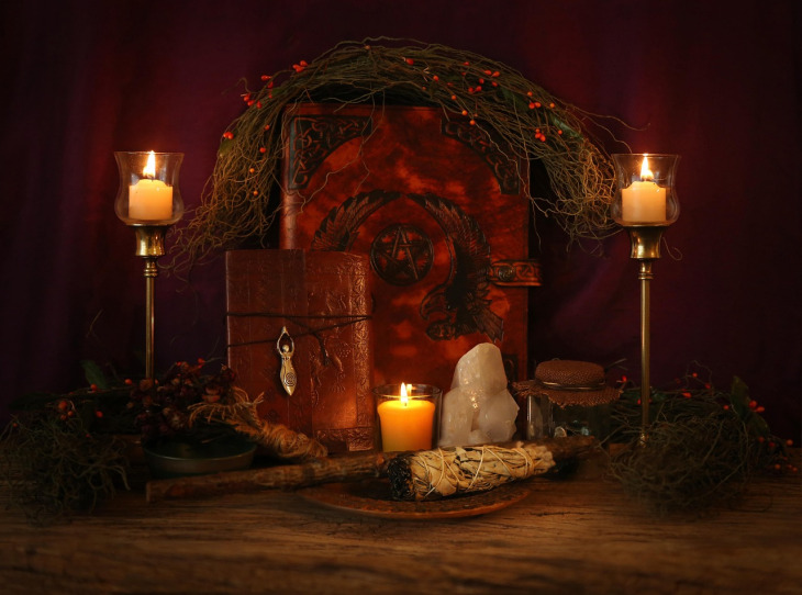 witchcraft ritual candles altar moon